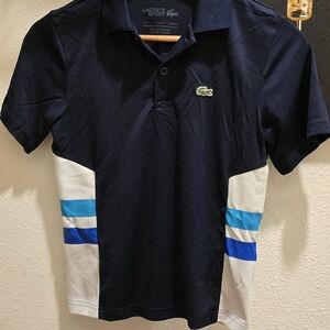 Boys Lacoste Sport Mesh Navy Polo Shirt